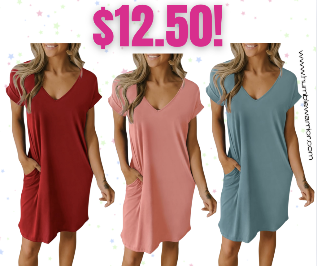 BTFBM V-Neck Short Sleeve T-Shirt Dress!